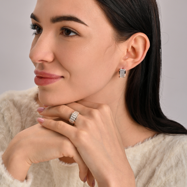 Серебряный комплект с напайками из золота (001)