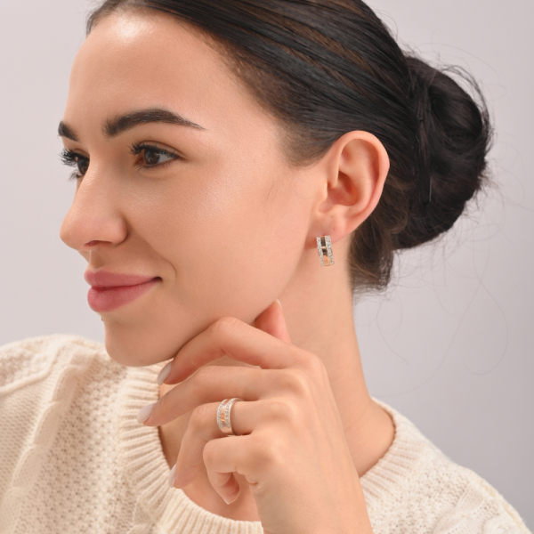 Серебряный гарнитур с золотыми вставками (002)