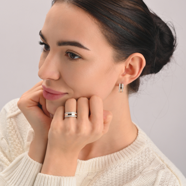 Серебряный гарнитур с золотыми вставками (002)