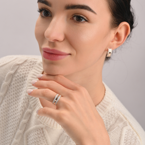 Серебряный гарнитур с золотыми вставками (002)