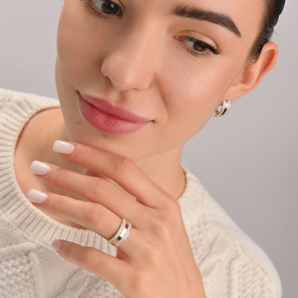 Серебряный гарнитур с золотыми вставками (002)