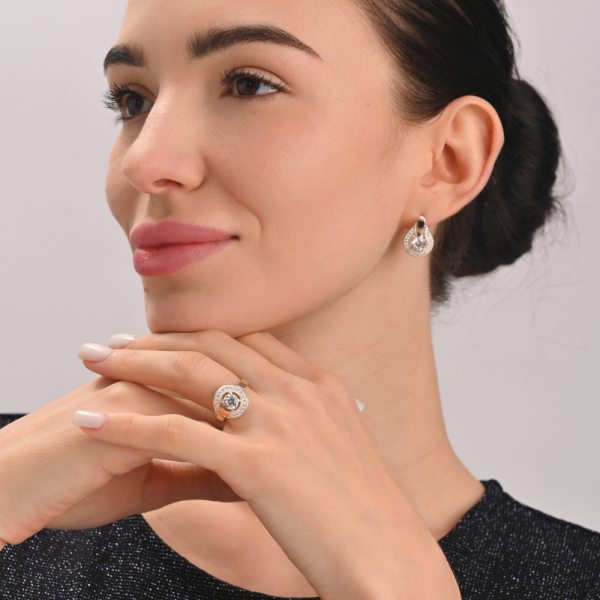 Серебряные серьги с напайками из золота (003с)