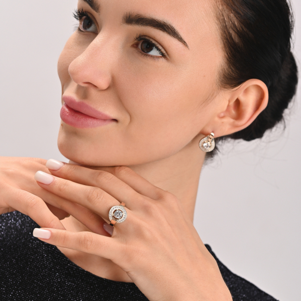 Серебряные серьги с напайками из золота (003с)