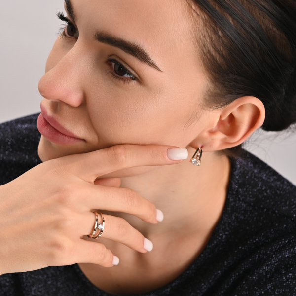 Серебряный комплект с золотыми напайками (004)