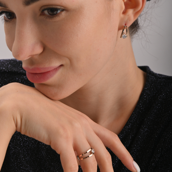 Серебряный комплект с золотыми напайками (004)