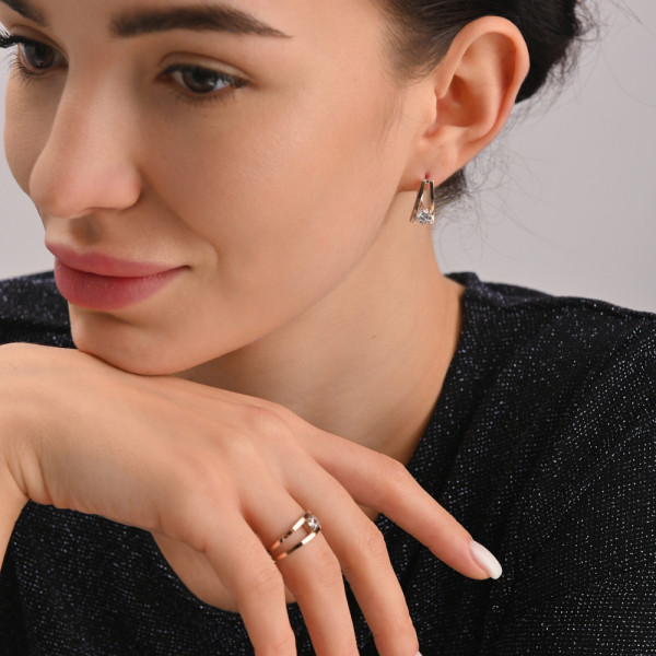 Серебряное кольцо  с пластинами из золота (004к)