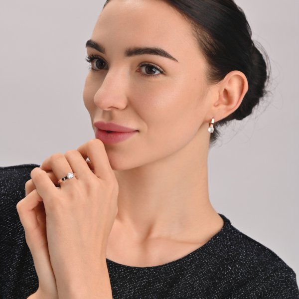 Серебряные серьги  с пластинами из золота (007с)