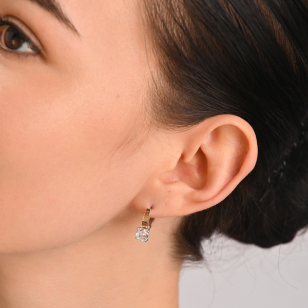 Серебряные серьги  с пластинами из золота (007с)