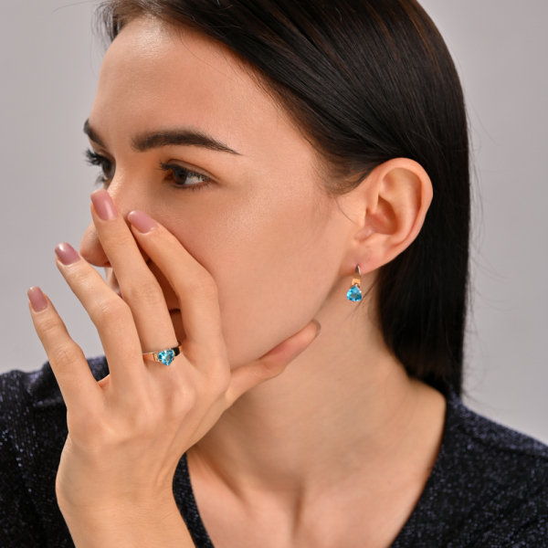 Серебряный гарнитур с золотыми пластинами (008)