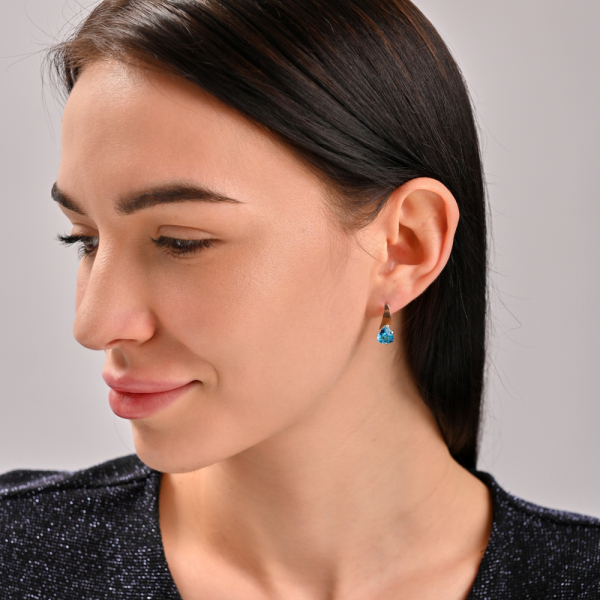 Серебряные серьги с напайками из золота (008с)