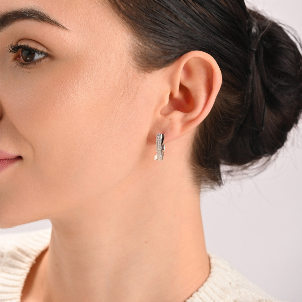 Серебряные серьги  с пластинами из золота (009с)