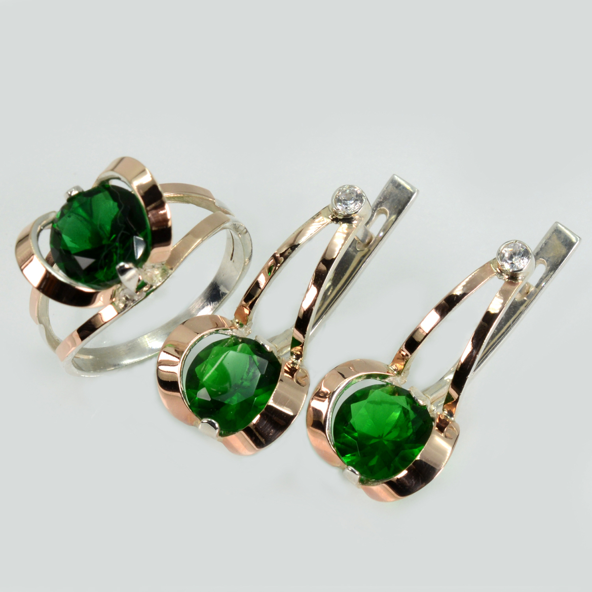 Серебряный комплект с пластинами из золота (010)