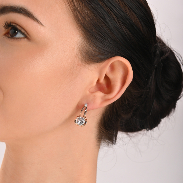 Серебряные серьги  с пластинами из золота (010с)