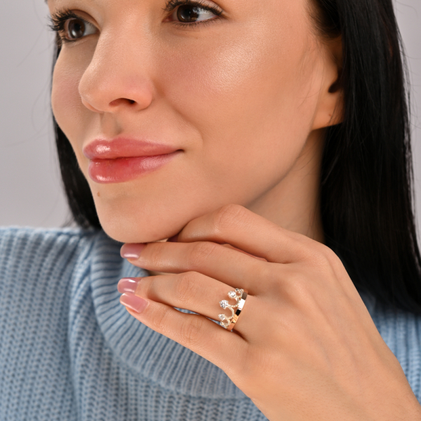 Серебряное кольцо  с пластинами из золота (013к)