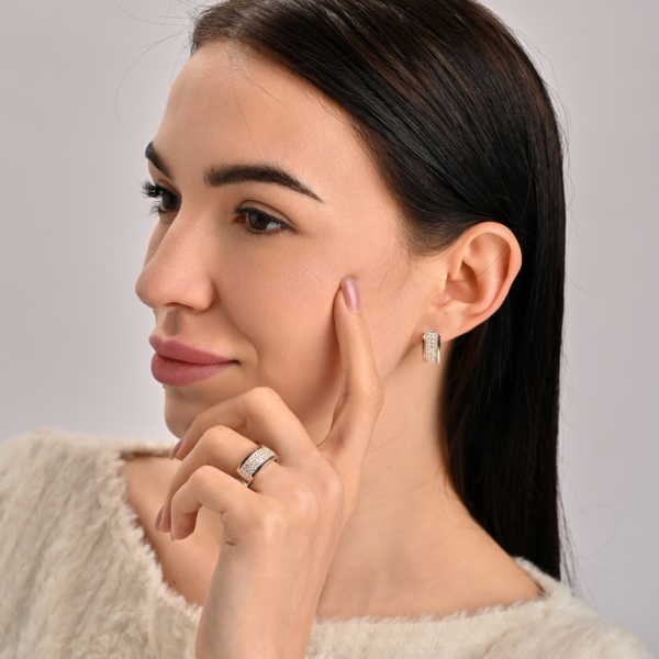 Серебряный гарнитур с золотыми напайками (014)