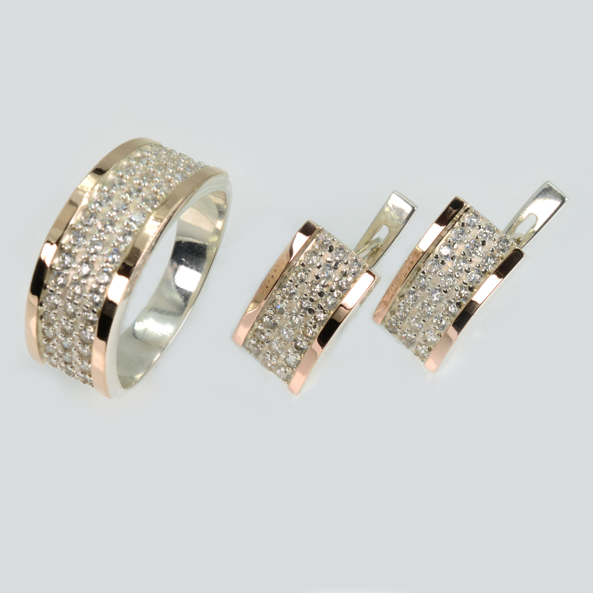 Серебряный гарнитур с золотыми напайками (014)