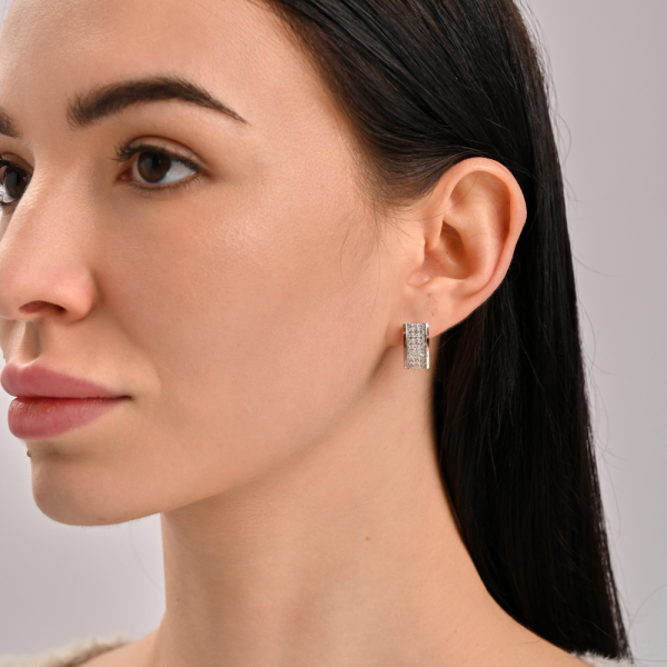 Серебряные серьги со вставками из золота (014с)