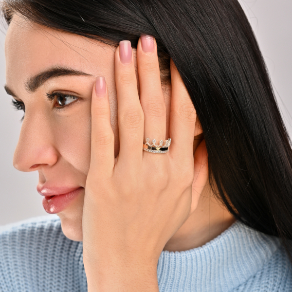 Срібна каблучка з напайками із золота (016к)