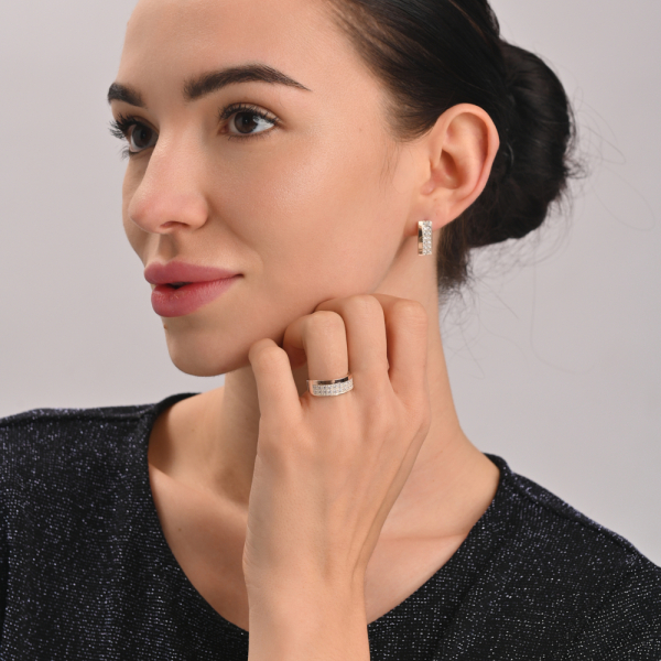 Серебряные серьги с  накладками из золота (017с)