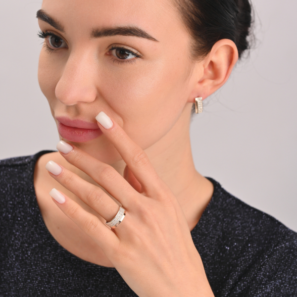 Серебряный комплект с накладками  из золота (017)