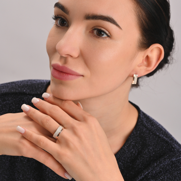 Серебряные серьги с  накладками из золота (017с)