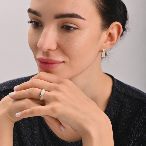 Серебряный комплект с накладками  из золота (017)