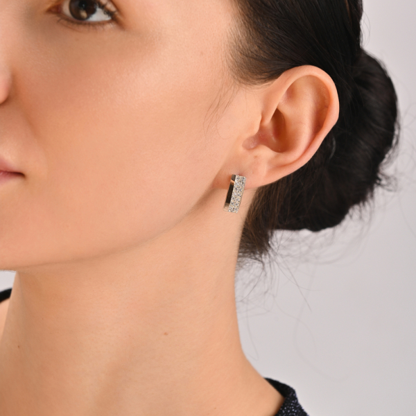 Серебряные серьги с  накладками из золота (017с)