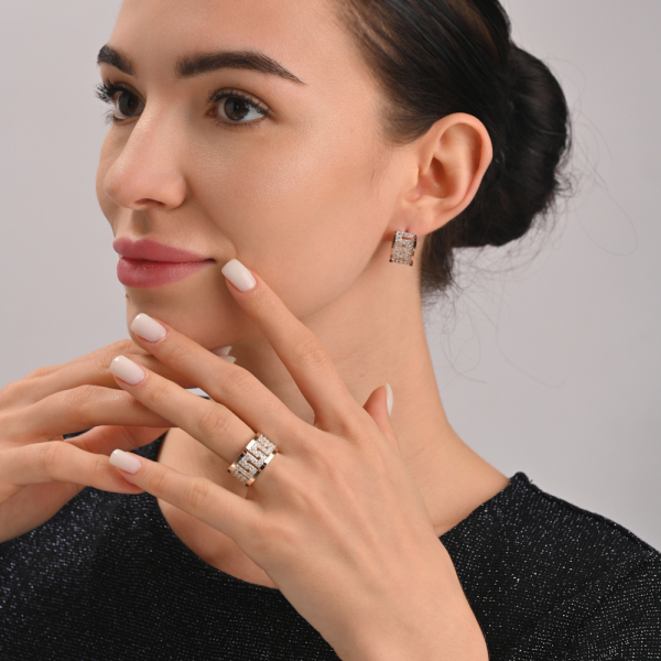 Срібний набір із золотими пластинами (020)