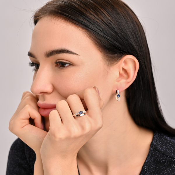 Серебряные серьги с золотыми накладками (021с)