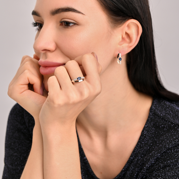 Серебряный набор с  золотыми вставками (021)