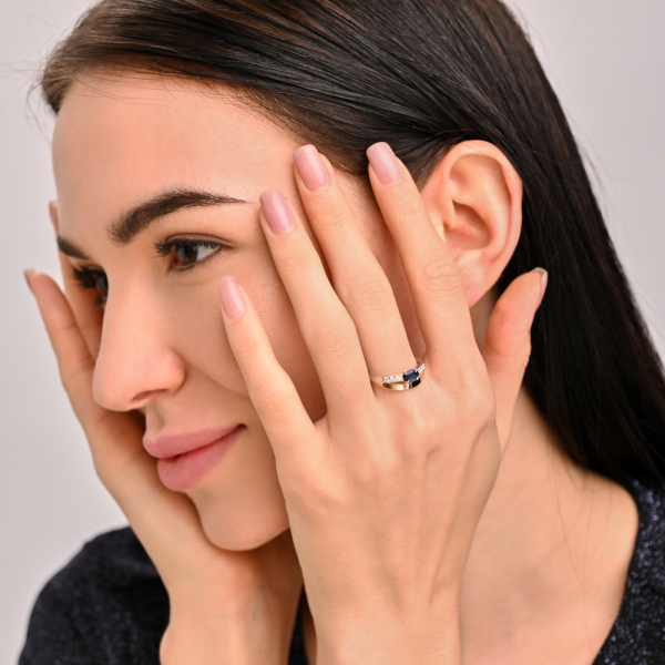 Серебряное кольцо с  накладками из золота (021к)