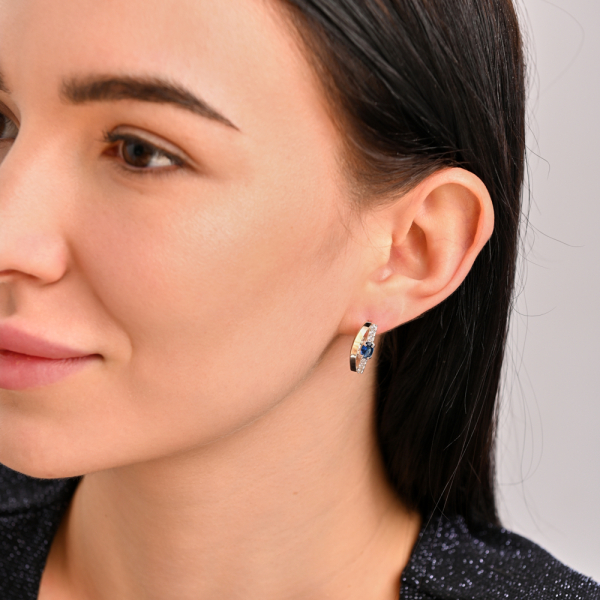 Серебряные серьги с золотыми накладками (021с)