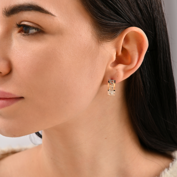 Серебряные серьги с золотыми вставками (022с)