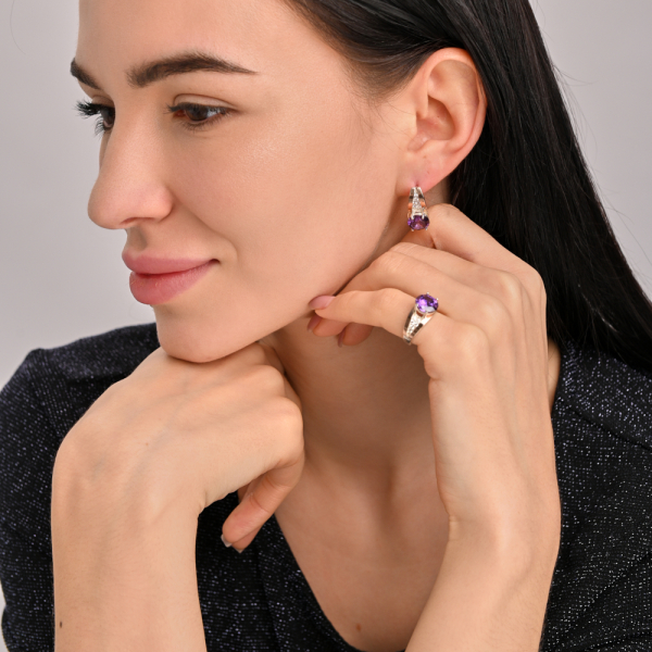 Серебряные серьги с золотыми вставками (026с)