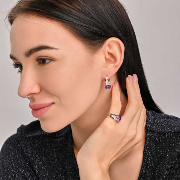 Серебряные серьги с золотыми вставками (026с)