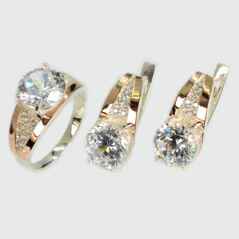 Срібний комплект з золотими пластинами