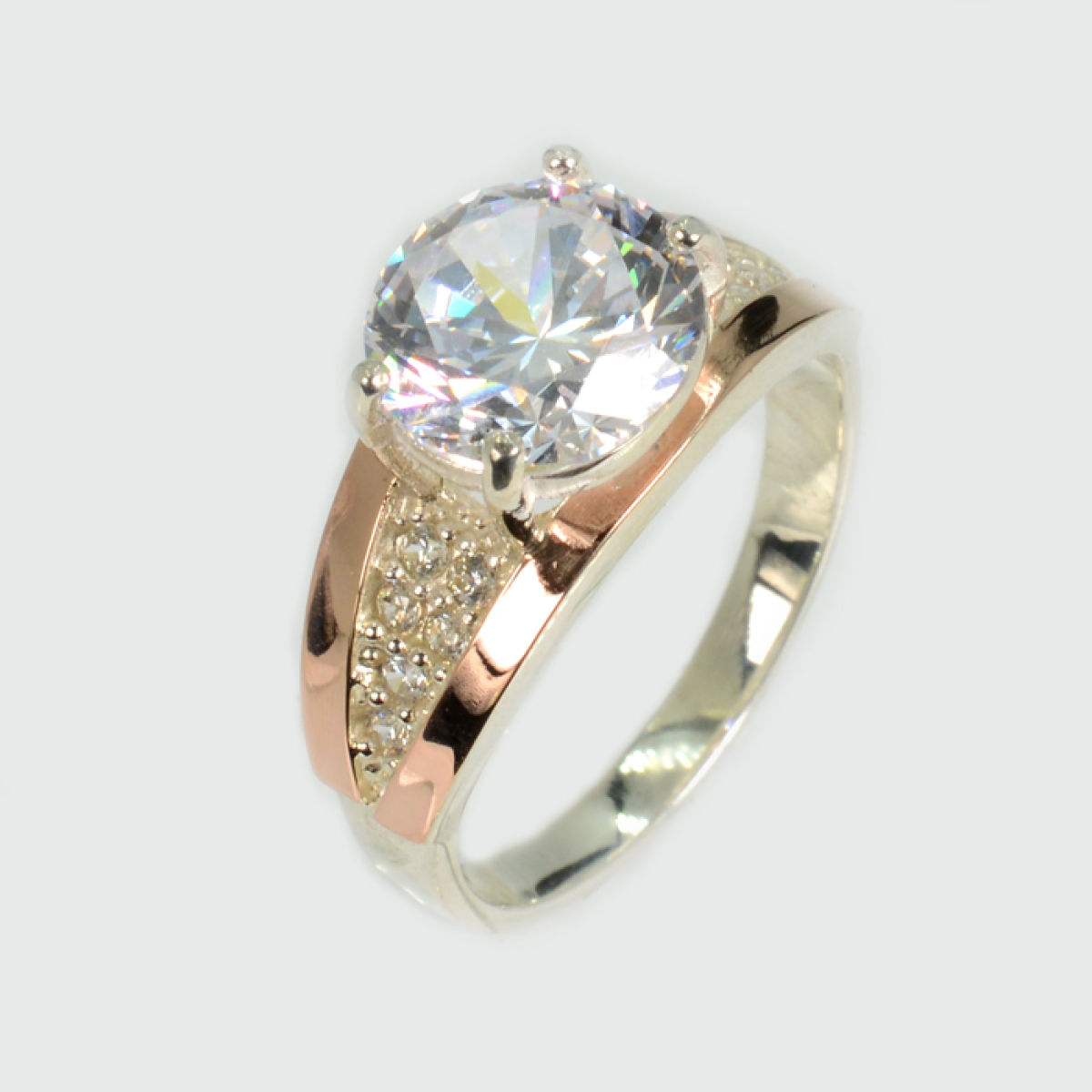 Срібна каблучка з золотими пластинами (026к)