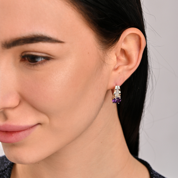 Серебряные серьги с золотыми вставками (026с)