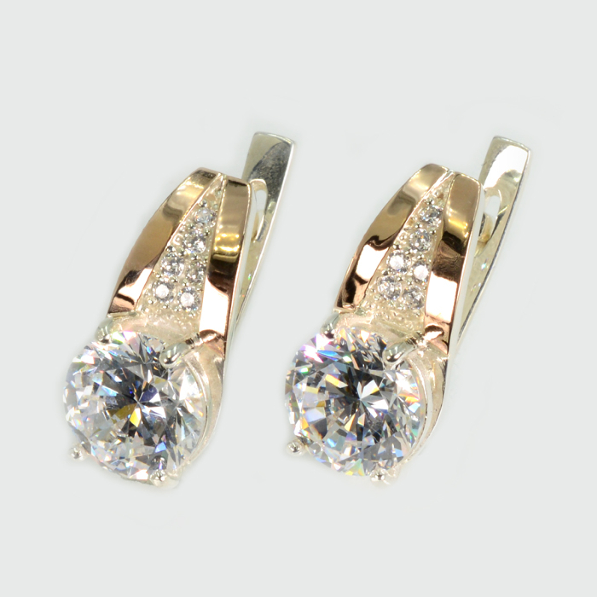 Срібні сережки з золотими вставками (026с)