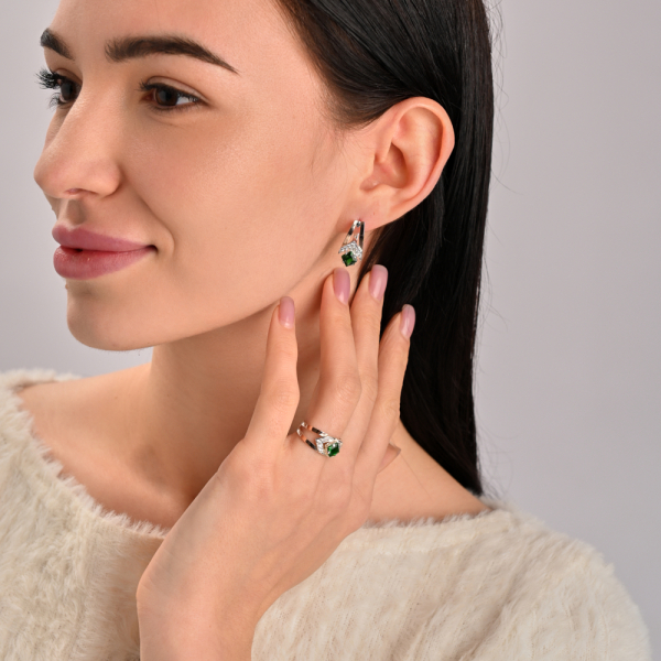 Серебряные серьги с золотыми пластинами (027с)