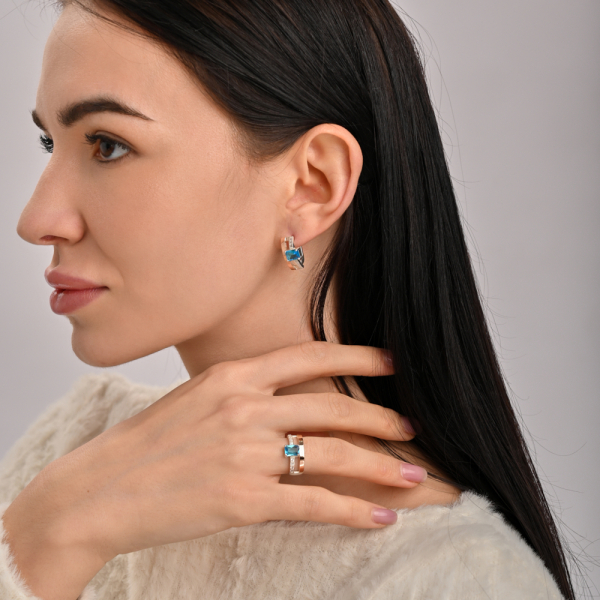 Серебряные серьги с золотыми пластинами (028с)