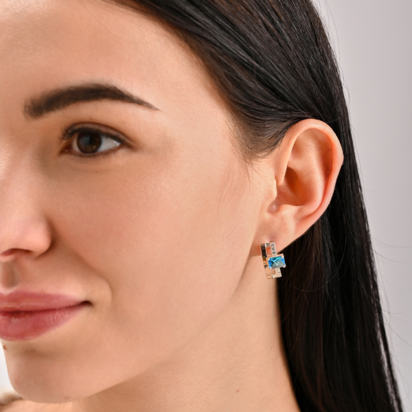 Серебряные серьги с золотыми пластинами (028с)