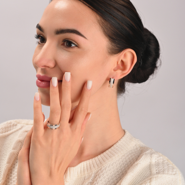 Серебряный набор с  накладками из золота (029)