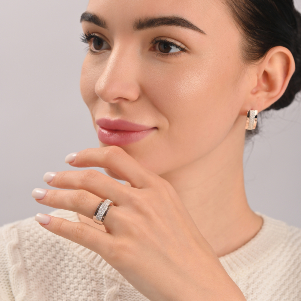 Серебряные серьги с золотыми вставками (029с)