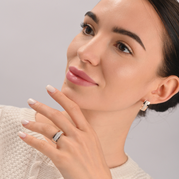 Серебряные серьги с золотыми вставками (029с)