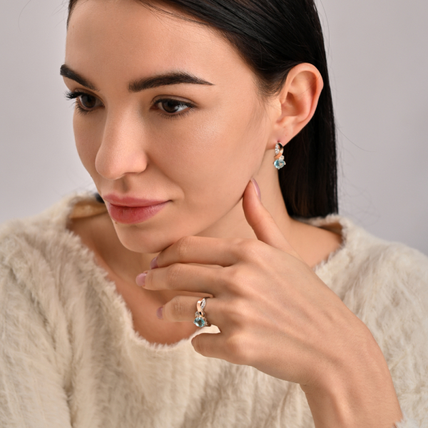 Серебряный комплект с золотыми накладками (033)