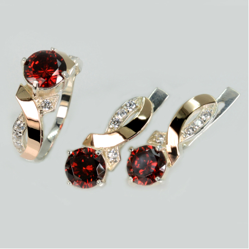 Серебряный комплект с золотыми накладками