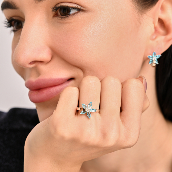 Серебряные серьги с напайками из золота (034с)