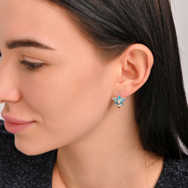 Серебряные серьги с напайками из золота (034с)