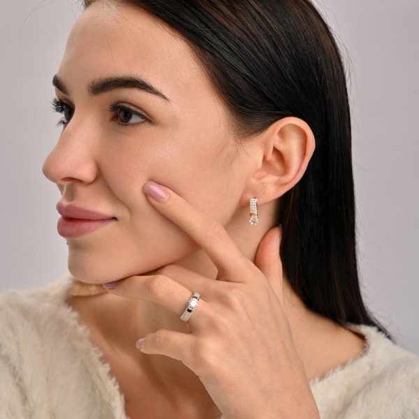 Серебряные серьги со вставками из золота (035с)